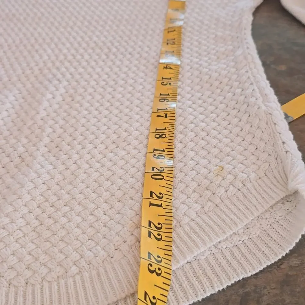 Stitch Fix Letty & Me White Knit Sweater With Suede Elbow Patches